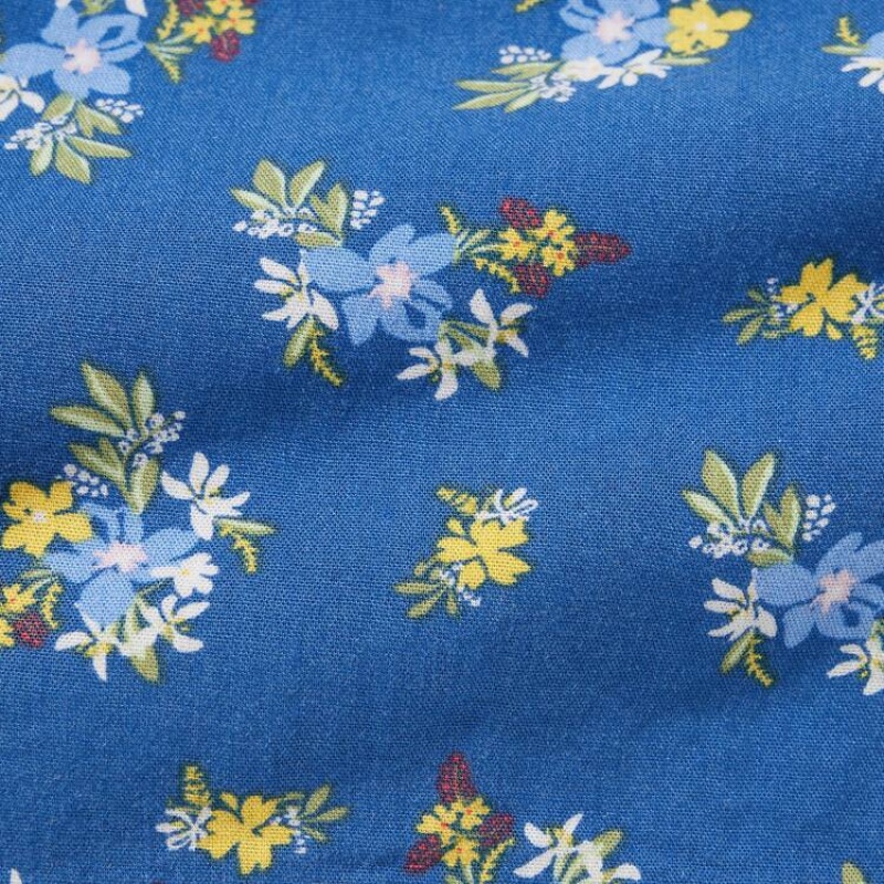 Short Uniqlo Linen Blend Flower Print Easy Niños Azules | 1206MKAOW