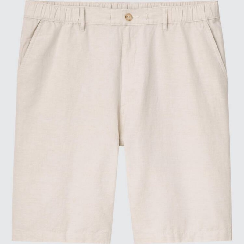 Short Uniqlo Linen Blend Hombre Beige | 2108LIPVK