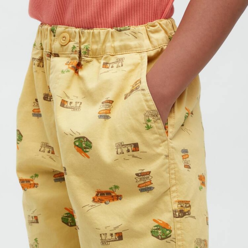 Short Uniqlo Stretch Printed Easy Niños Amarillo | 9327XSMGT