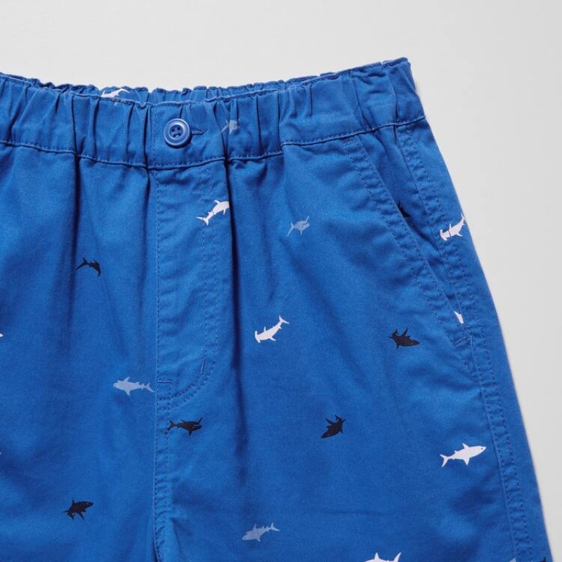 Short Uniqlo Stretch Printed Easy Niños Azules | 3570CQYKM