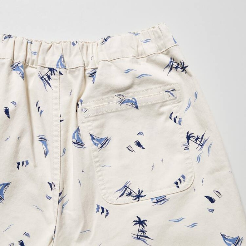 Short Uniqlo Stretch Printed Easy Niños Blancas | 7398SYQVJ