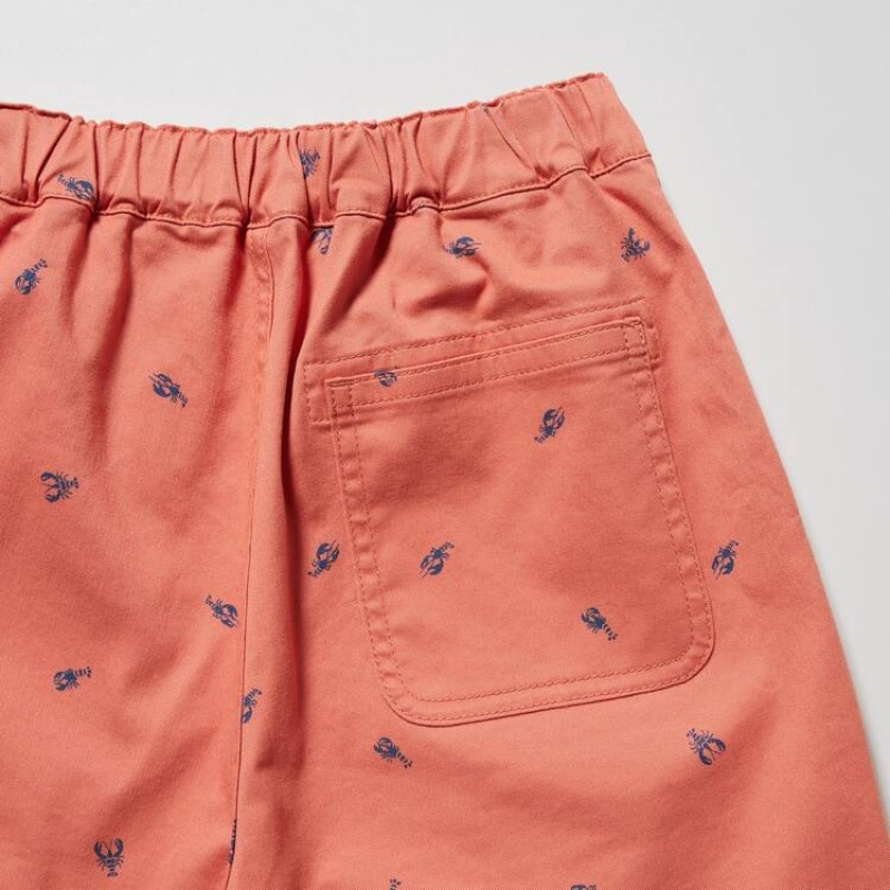 Short Uniqlo Stretch Printed Easy Niños Naranjas | 7349DNCSB