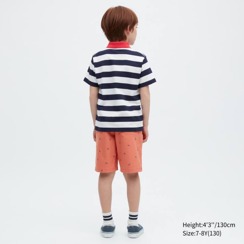 Short Uniqlo Stretch Printed Easy Niños Naranjas | 7349DNCSB