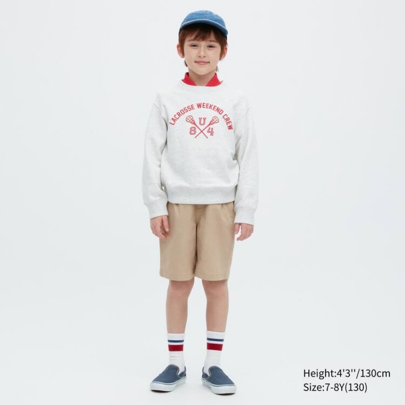 Short Uniqlo Twill Stretch Easy Niños Beige | 6927JRVHI