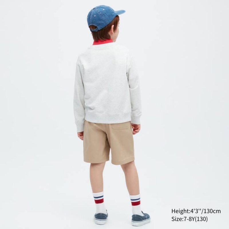 Short Uniqlo Twill Stretch Easy Niños Beige | 6927JRVHI