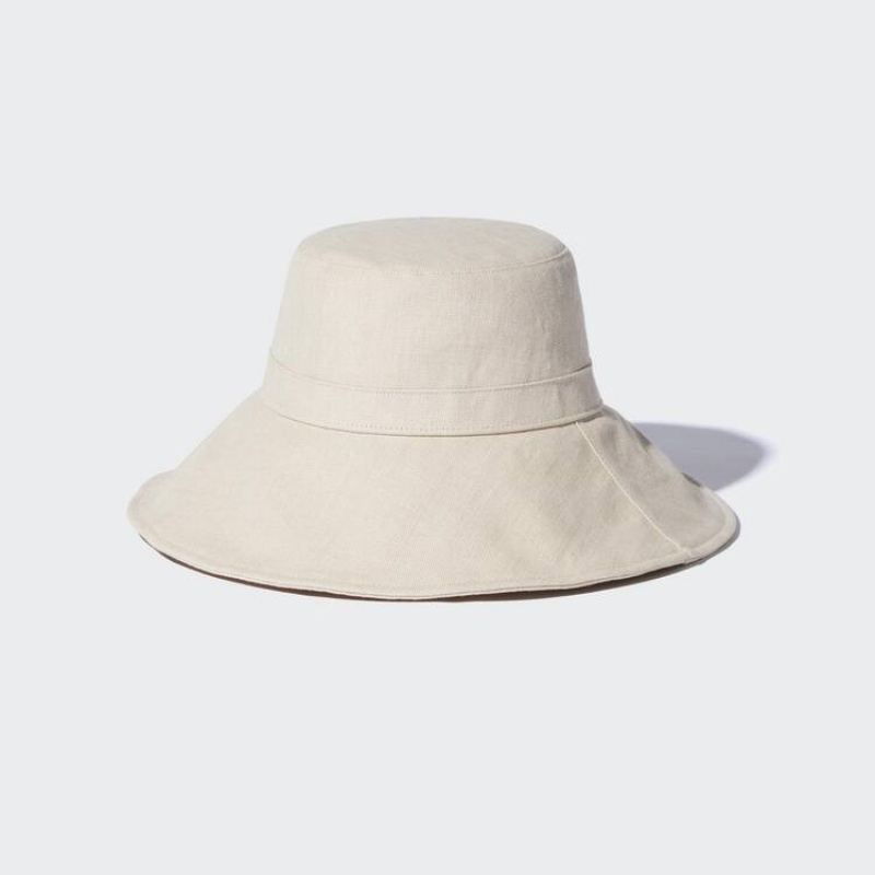 Sombreros Uniqlo Anchos Brim Mujer Beige | 9403KWMZX