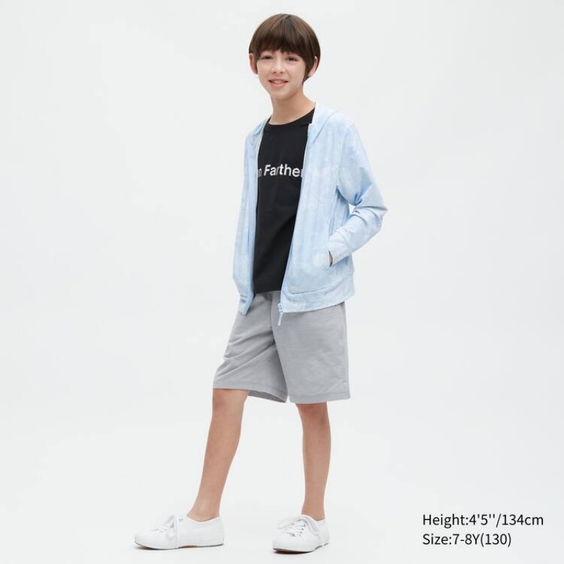 Sudadera con Capucha Uniqlo Airism Uv Protection Mesh Niños Azules Claro | 8475GLJQT