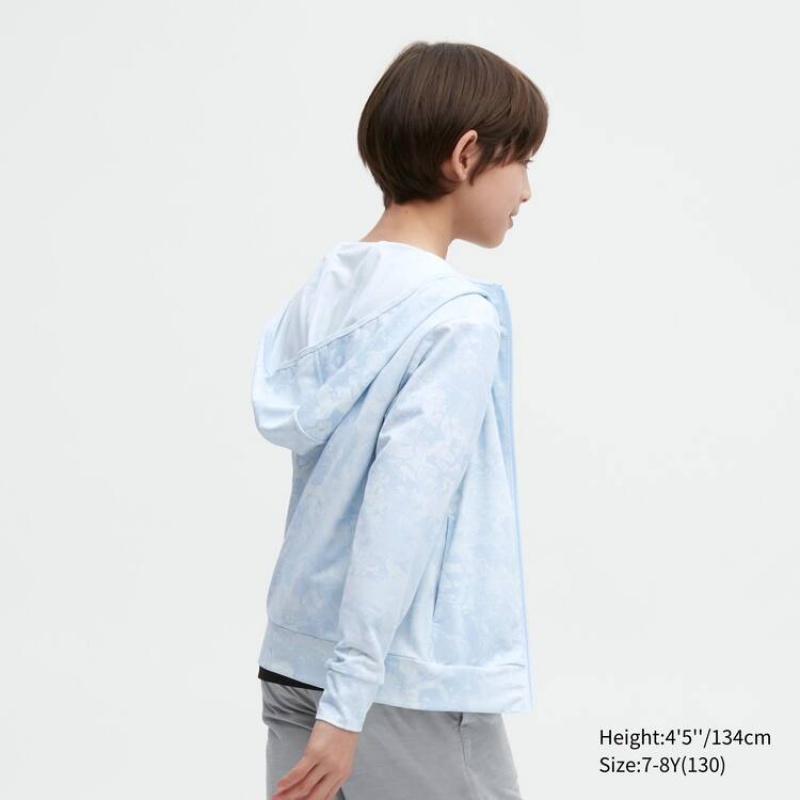 Sudadera con Capucha Uniqlo Airism Uv Protection Mesh Niños Azules Claro | 8475GLJQT