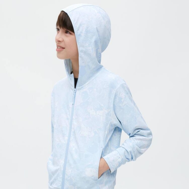 Sudadera con Capucha Uniqlo Airism Uv Protection Mesh Niños Azules Claro | 8475GLJQT