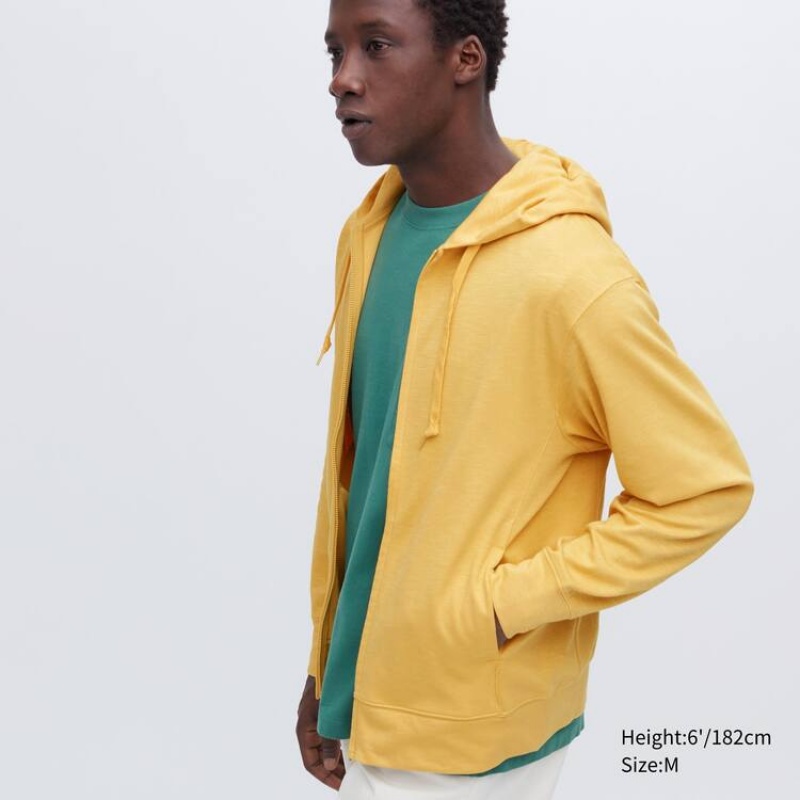 Sudadera con Capucha Uniqlo Airism Uv Protection Zipped Hombre Amarillo | 3215XWPRF