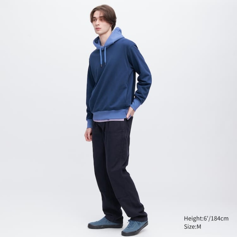 Sudadera con Capucha Uniqlo Colour Block Sweat Pullover Hombre Azules | 3275YNEGH