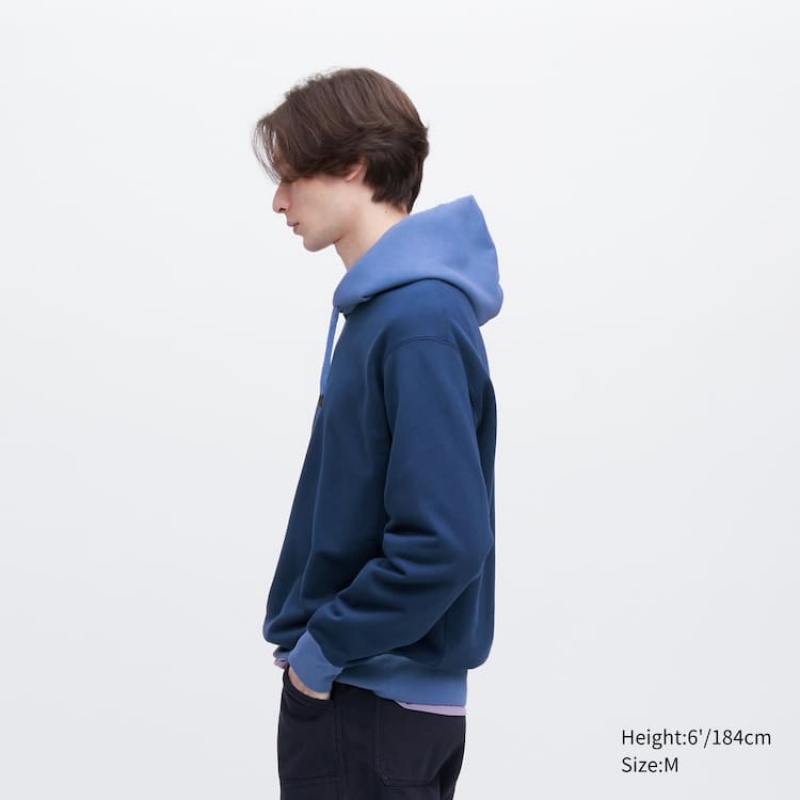 Sudadera con Capucha Uniqlo Colour Block Sweat Pullover Hombre Azules | 3275YNEGH