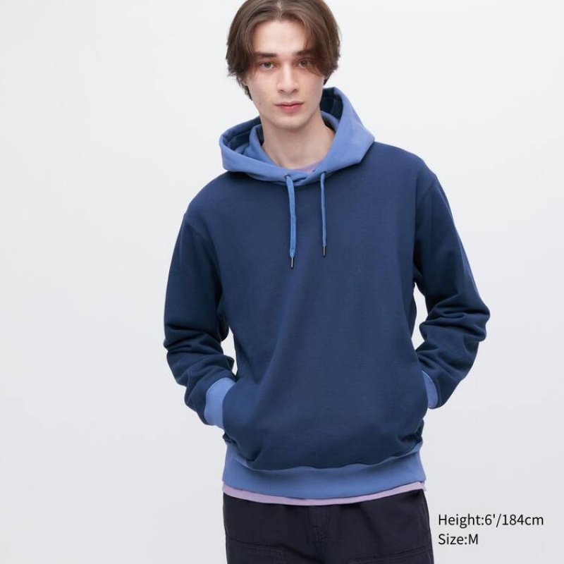 Sudadera con Capucha Uniqlo Colour Block Sweat Pullover Hombre Azules | 3275YNEGH