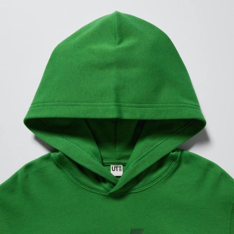 Sudadera con Capucha Uniqlo Minecraft Ut Estampadas Sweat Niños Verde | 1086RZYHV