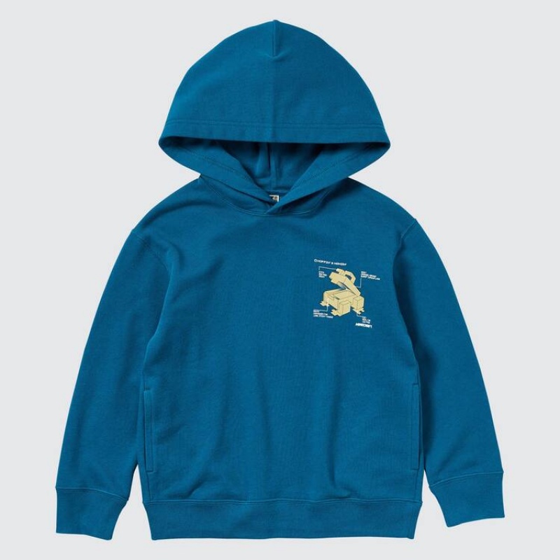 Sudadera con Capucha Uniqlo Minecraft Ut Estampadas Sweat Niños Azules | 8273XCZTS