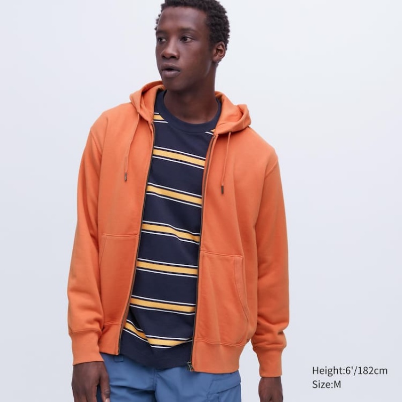 Sudadera con Capucha Uniqlo Sweat Zipped Hombre Naranjas | 3287CGUWY