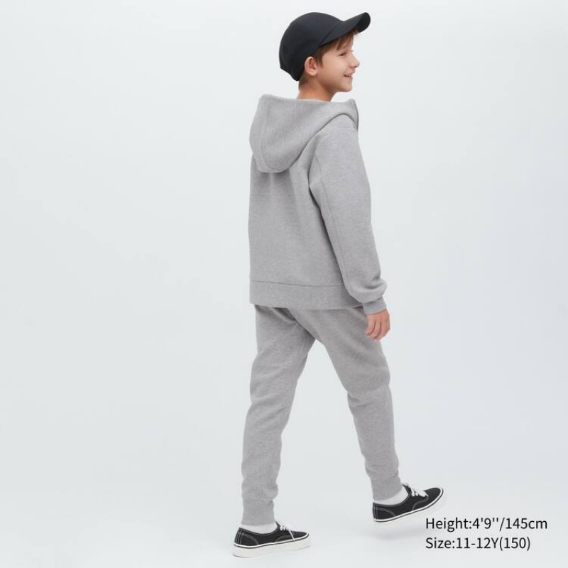 Sudadera con Capucha Uniqlo Ultra Stretch Dry Sweat Zipped Niños Gris | 6348SPQWH