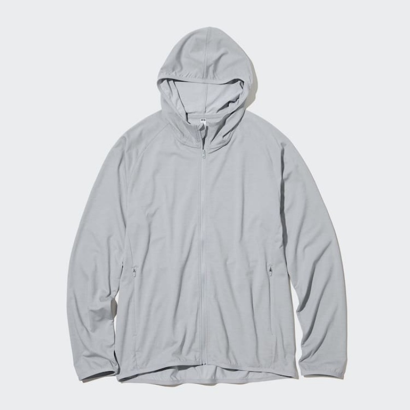 Sudaderas Uniqlo Dry-ex Uv Protection Zipped Hombre Gris Claro | 7586HNYEW