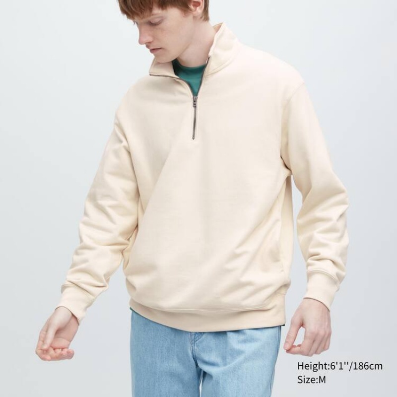 Sudaderas Uniqlo Sweat Half-zipped Pullover Hombre Beige | 7463DARQU