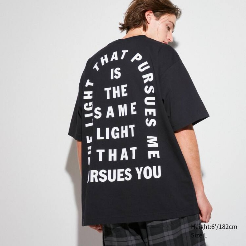 Sudaderas Uniqlo The Message Ut Estampadas (Cali Dewitt) Hombre Negras | 5942SXDJV