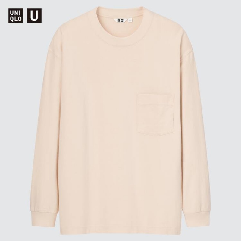 Sudaderas Uniqlo U Crew Neck Long Sleeved Hombre Beige | 9501USLRN