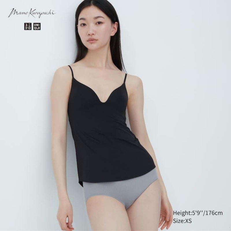 Sujetadores Uniqlo Mame Kurogouchi Airism Plunge Camisole Mujer Negras | 6735SNJRQ