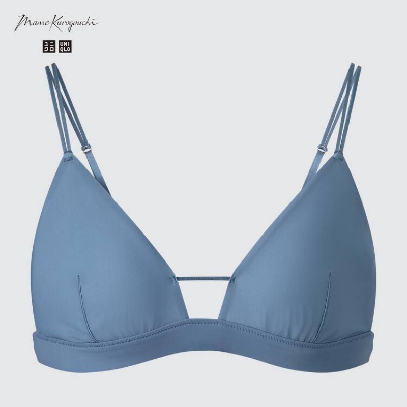 Sujetadores Uniqlo Mame Kurogouchi Sheer Triangle Wireless Mujer Azules | 9528QGWKN