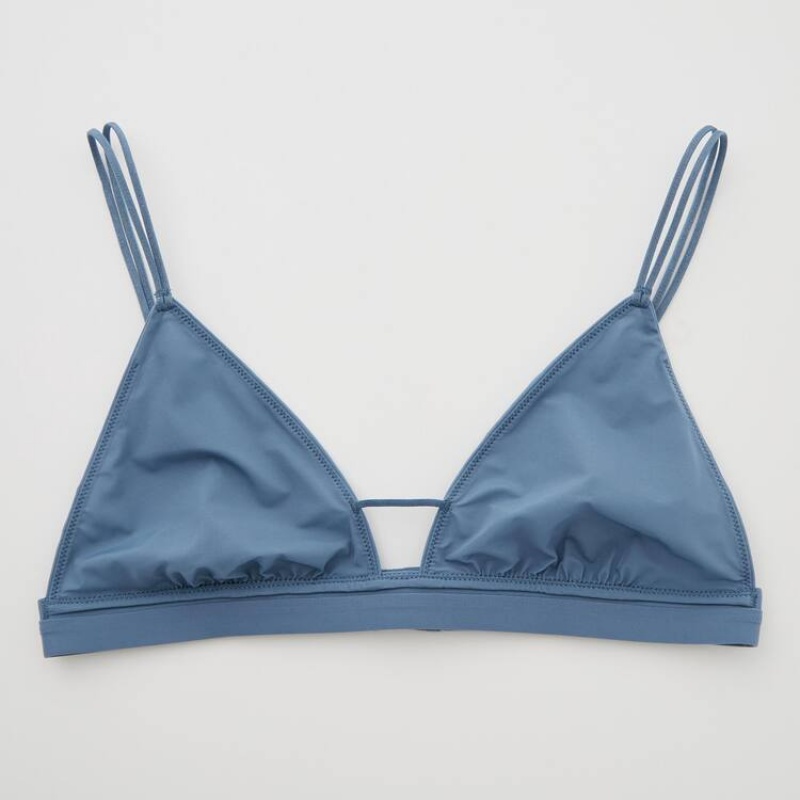 Sujetadores Uniqlo Mame Kurogouchi Sheer Triangle Wireless Mujer Azules | 9528QGWKN