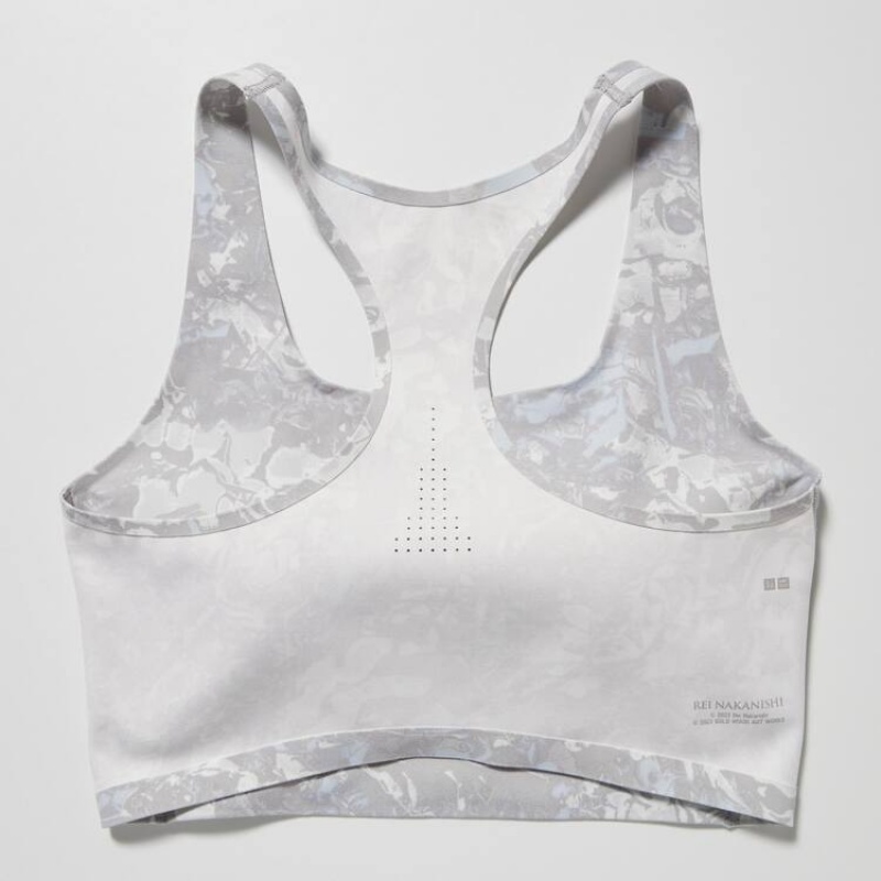 Sujetadores Uniqlo Printed Square Neck Active Wireless Mujer Gris | 6487UJTON