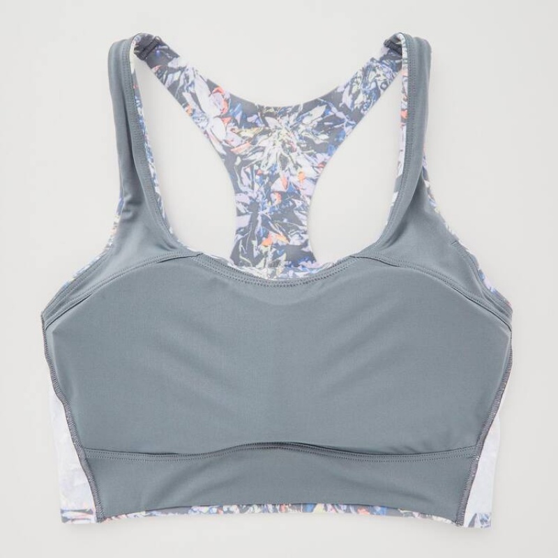 Sujetadores Uniqlo Square Neck Printed Active Wireless Mujer Gris | 1625JTQOS