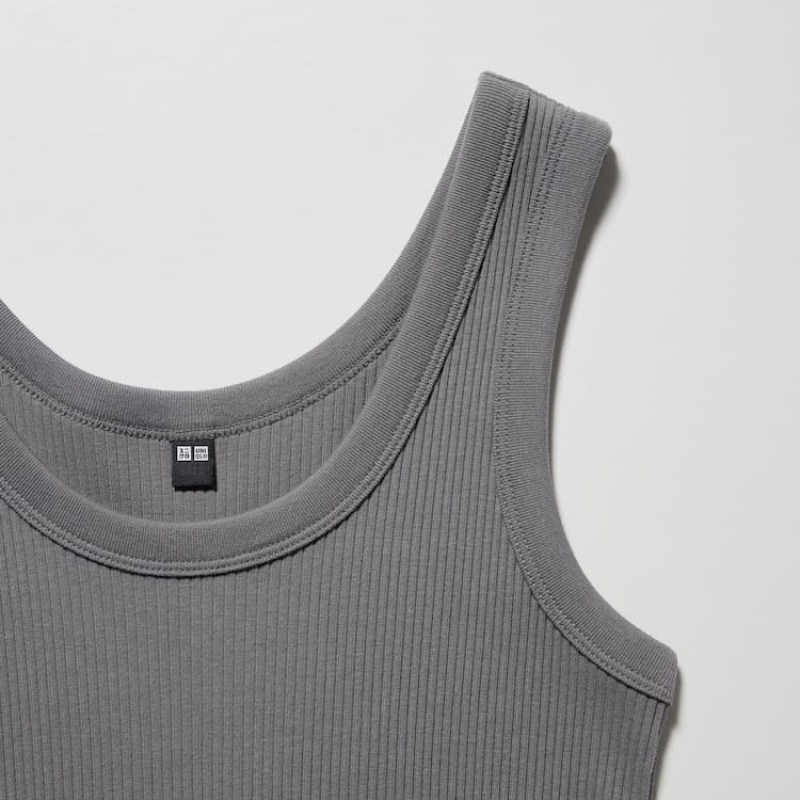 Tops Uniqlo Acanalado Mujer Gris | 4739MICAT