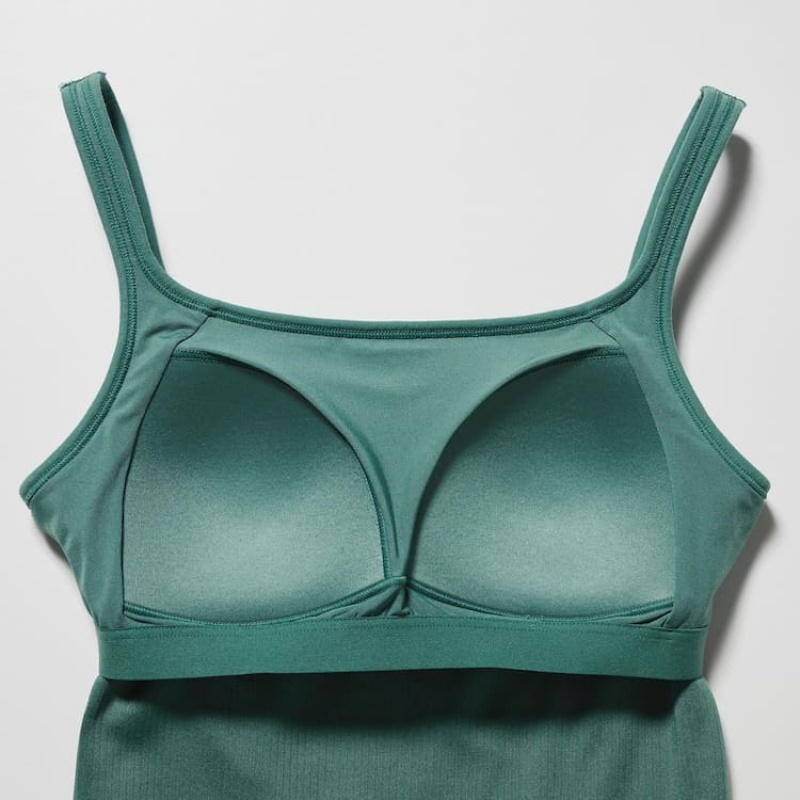 Tops Uniqlo Airism Algodon Acanalado Sin Manga Mujer Verde | 0129NKMJA