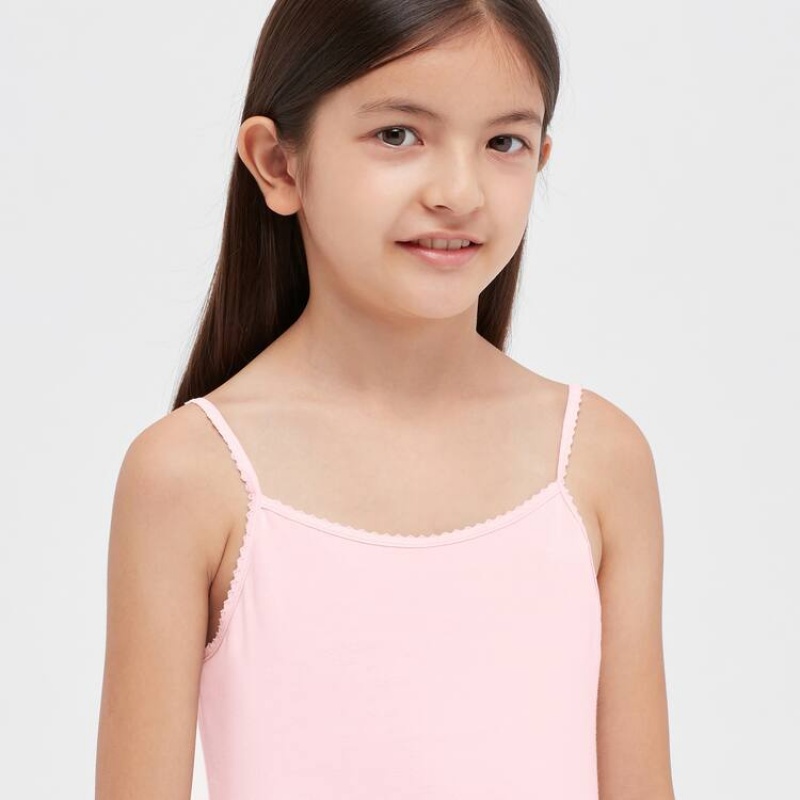 Tops Uniqlo Airism Algodon Blend Camisole Niños Rosas | 2487UZHRK