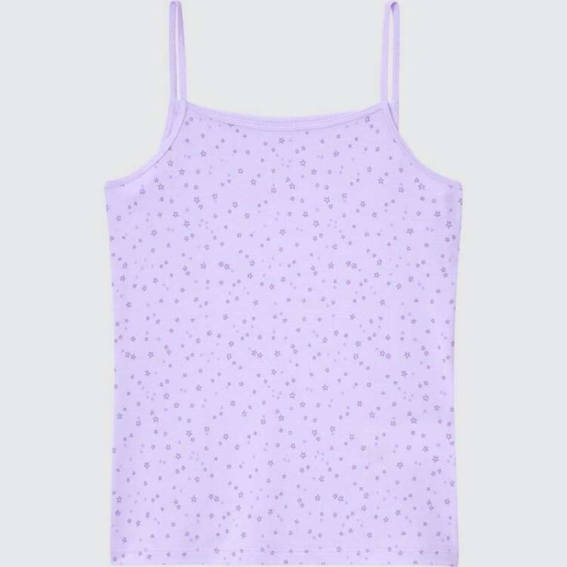 Tops Uniqlo Airism Algodon Blend Printed Camisole Niños Moradas Claro | 2967UKFNW