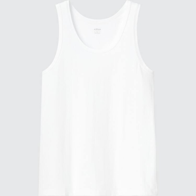 Tops Uniqlo Airism Algodon Hombre Blancas | 3786JRFIC