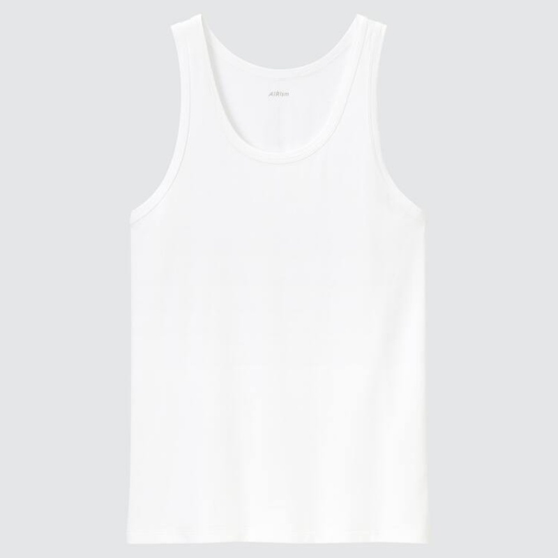 Tops Uniqlo Airism Algodon Hombre Blancas | 5042SFIMT