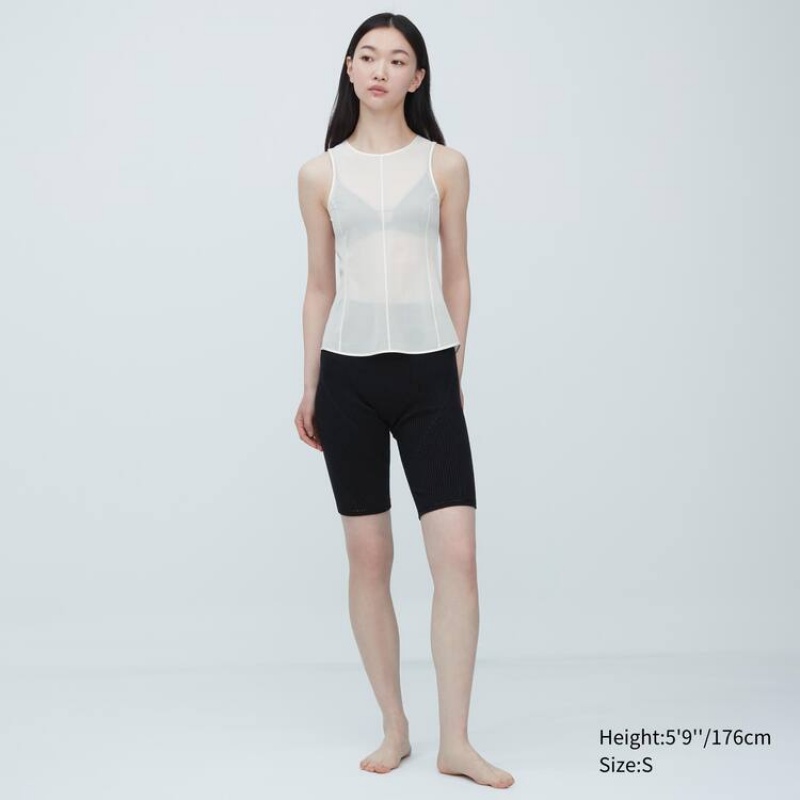 Tops Uniqlo Mame Kurogouchi Sheer Sin Manga Mujer Blancas | 4932LZGXS