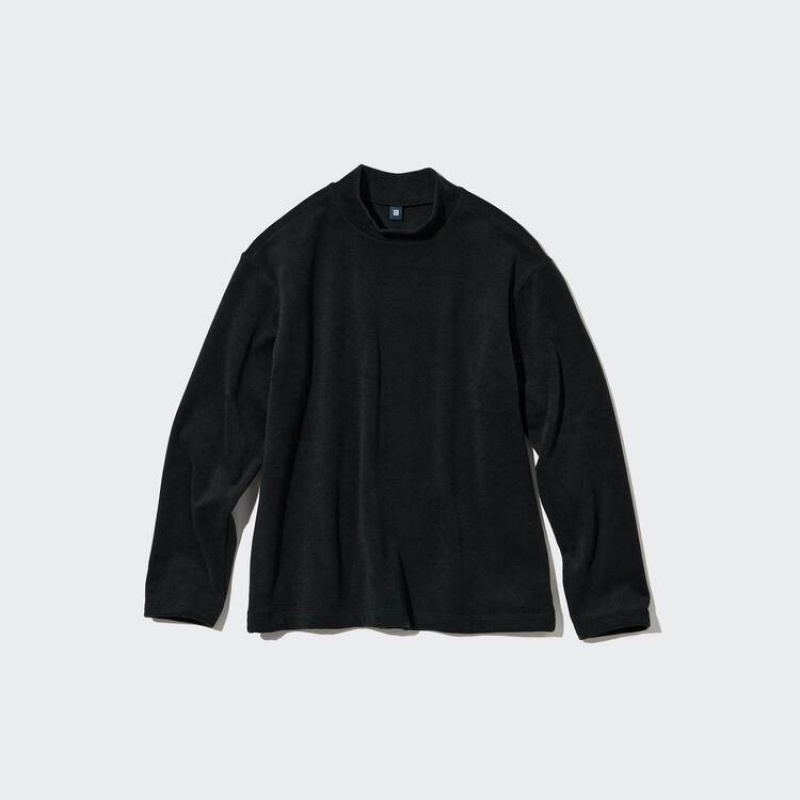 Tops Uniqlo Soft Fleece High Neck Long Sleeved Niños Negras | 9413HQOMU