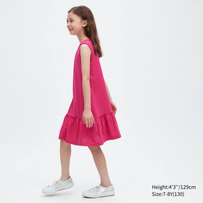 Vestido Uniqlo Airism Algodon Frill Sin Manga Niños Rosas | 1576PLRHY