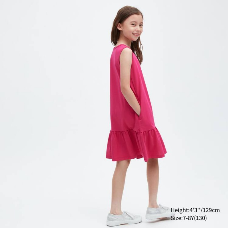 Vestido Uniqlo Airism Algodon Frill Sin Manga Niños Rosas | 1576PLRHY