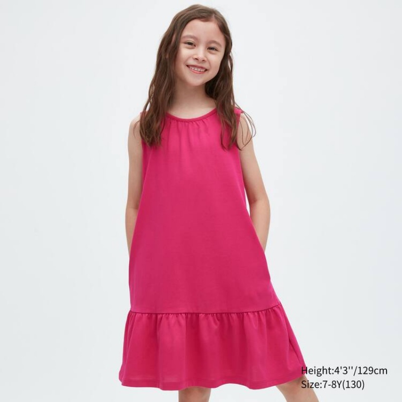 Vestido Uniqlo Airism Algodon Frill Sin Manga Niños Rosas | 1576PLRHY