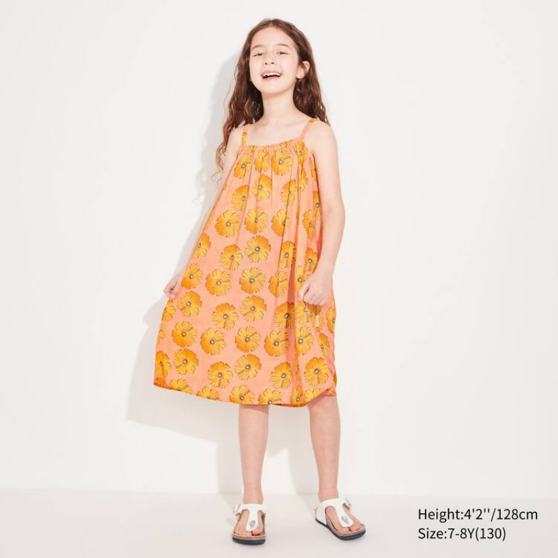 Vestido Uniqlo Andy Warhol Flowers Colección Ut Camisole Niños Naranjas Claro | 7261HWGPT