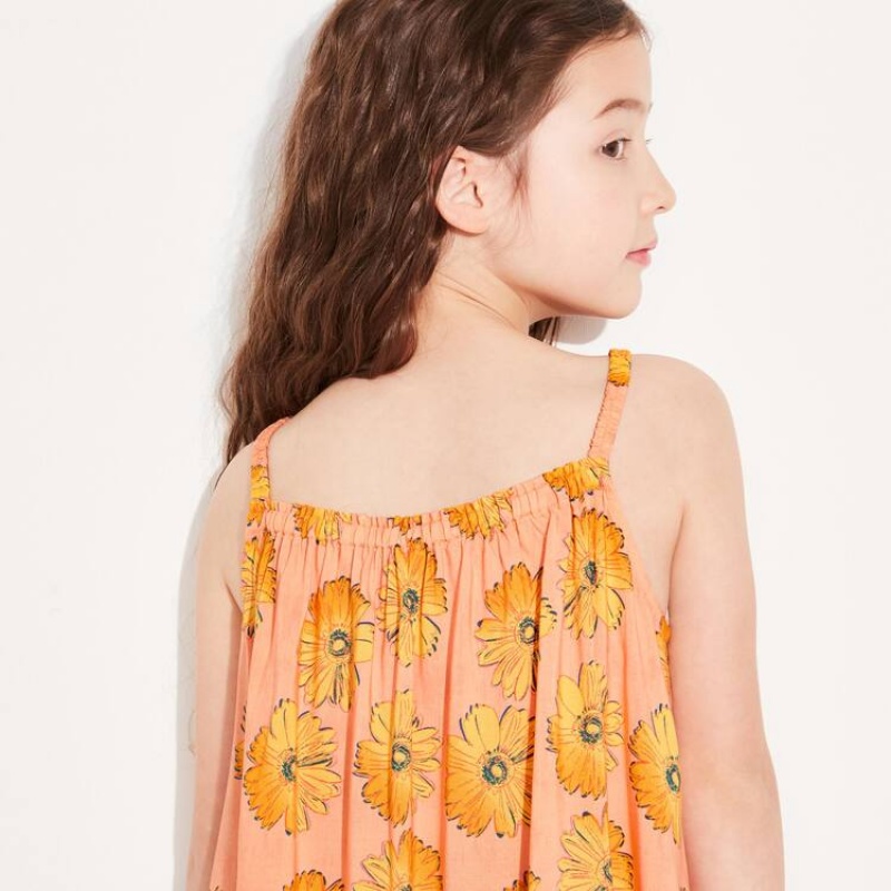 Vestido Uniqlo Andy Warhol Flowers Colección Ut Camisole Niños Naranjas Claro | 7261HWGPT