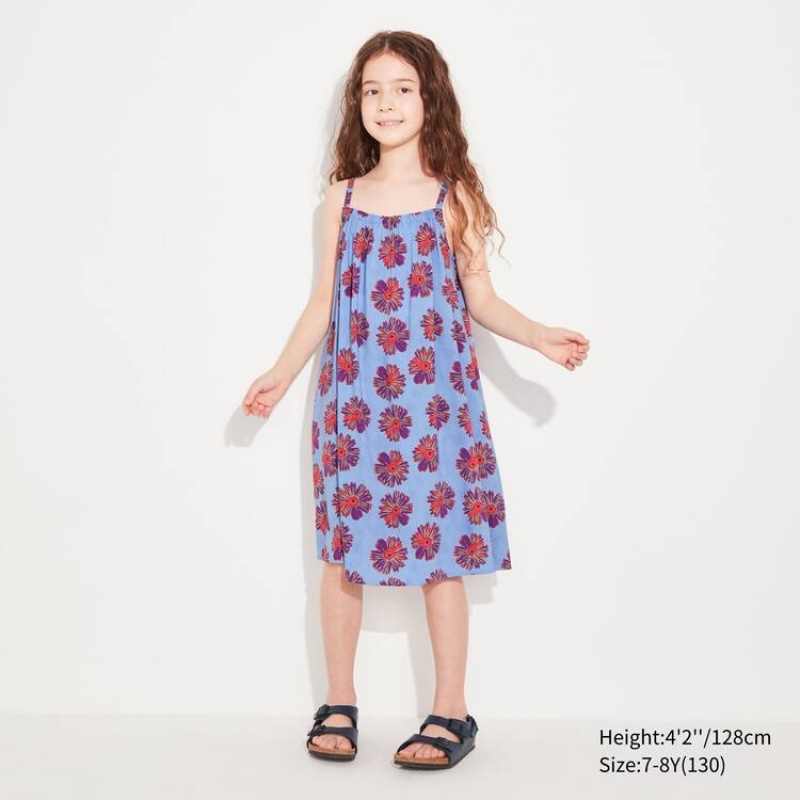 Vestido Uniqlo Andy Warhol Flowers Colección Ut Camisole Niños Azules | 8032VYMUJ