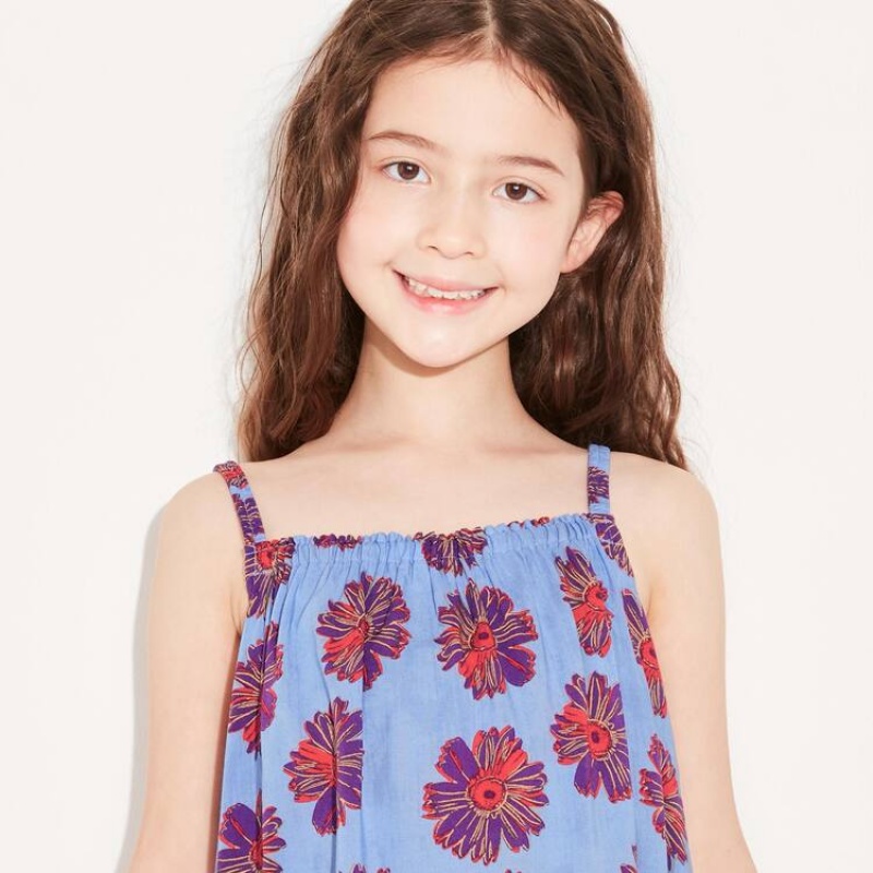 Vestido Uniqlo Andy Warhol Flowers Colección Ut Camisole Niños Azules | 8032VYMUJ