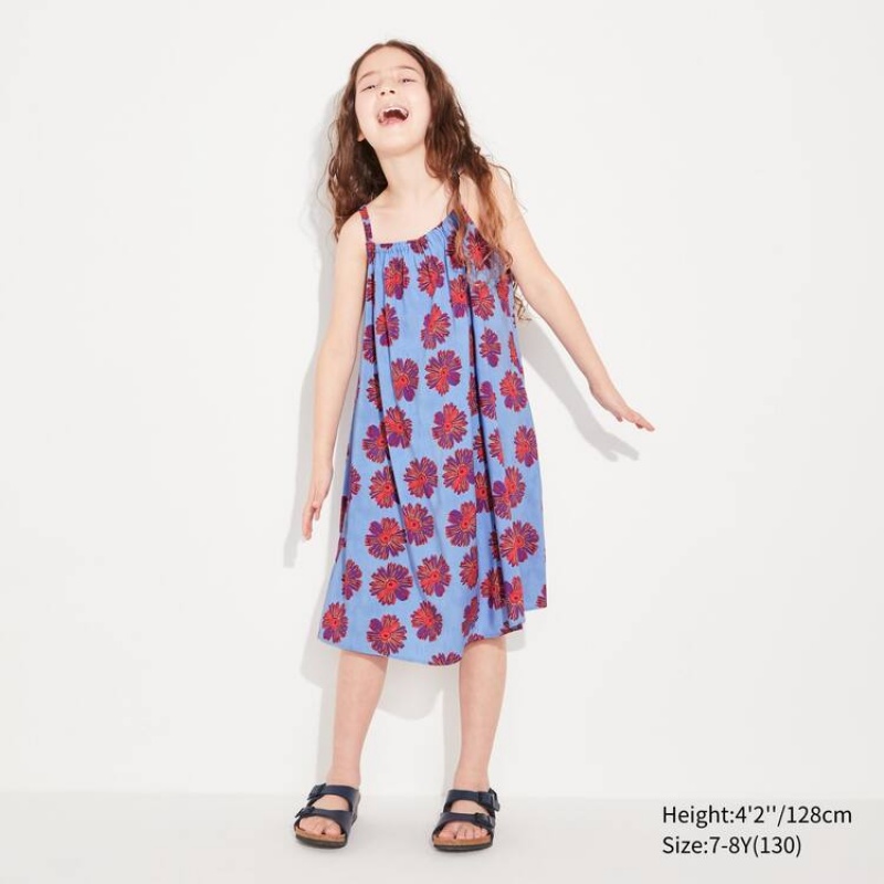 Vestido Uniqlo Andy Warhol Flowers Colección Ut Camisole Niños Azules | 8032VYMUJ