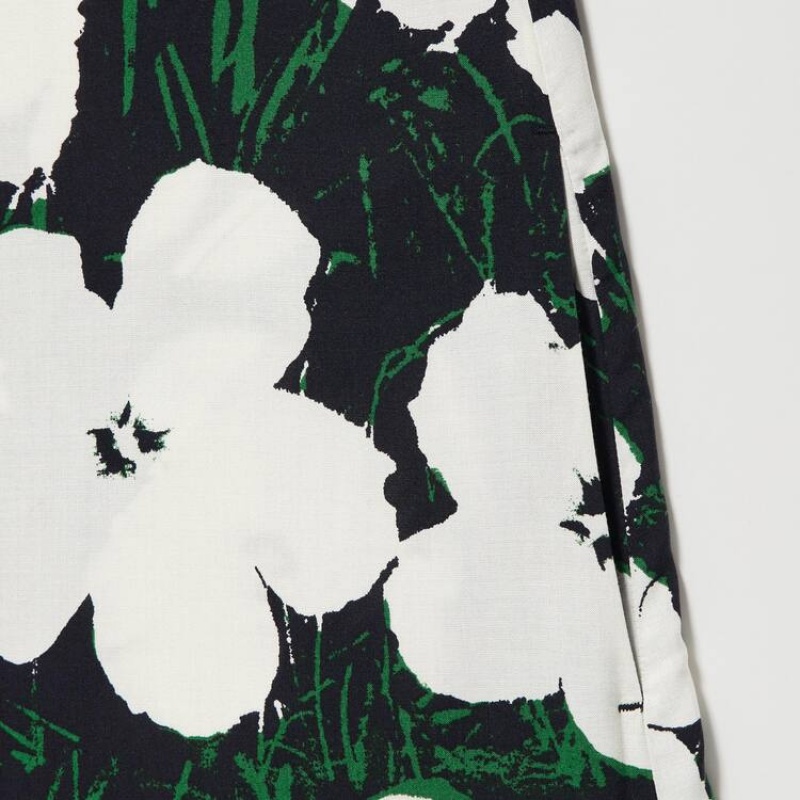 Vestido Uniqlo Andy Warhol Flowers Colección Ut Gathered Camisole Mujer Verde Oscuro | 6538HPKRX