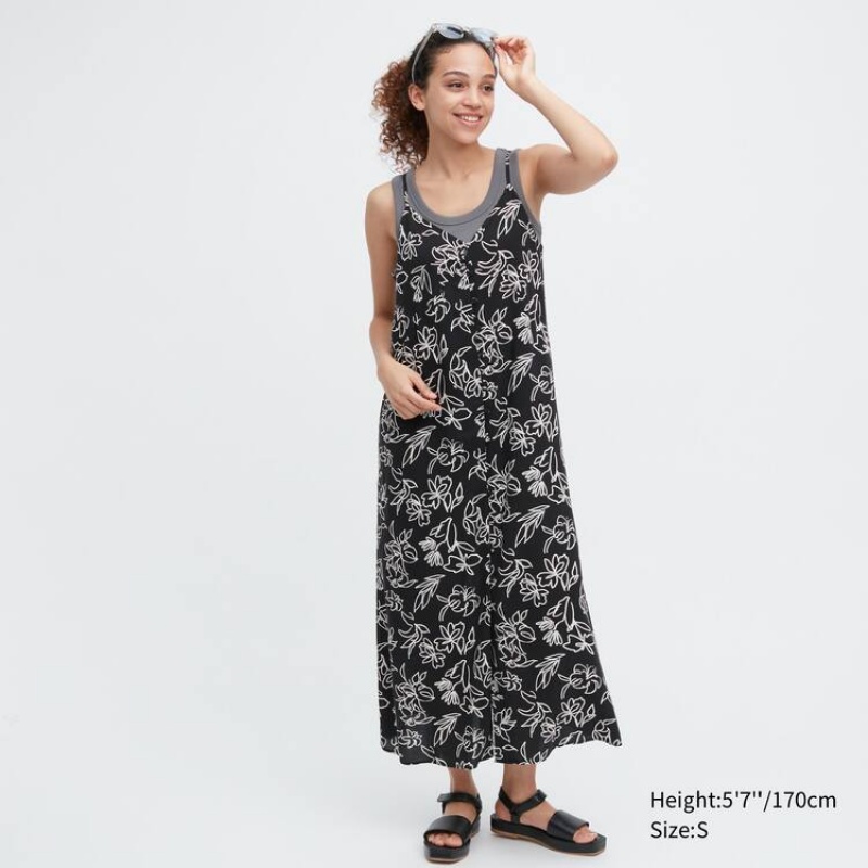 Vestido Uniqlo Button-down Flared Camisole Mujer Negras | 1094DWXCM