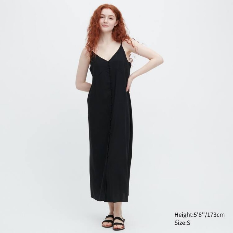 Vestido Uniqlo Button-down Flared Camisole Mujer Negras | 5320MXHDV