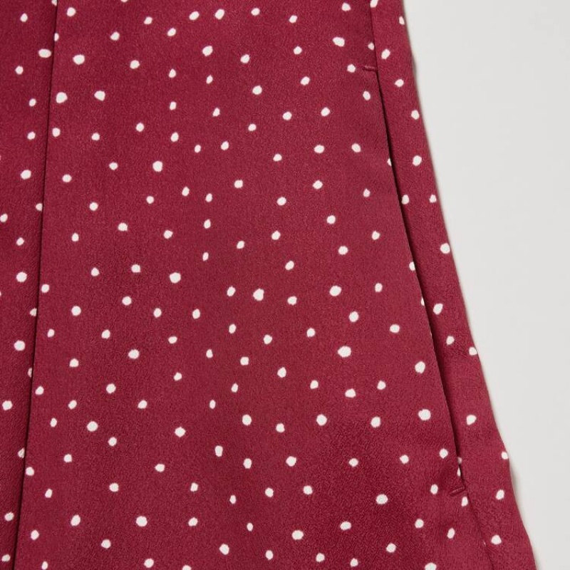 Vestido Uniqlo Dotted V Neck Long Sleeved Mini Mujer Rojas | 7549BOPWH